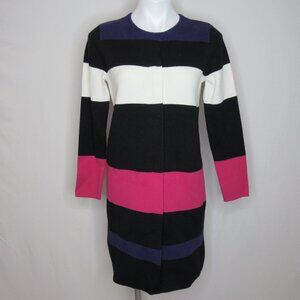 Calvin Klein Colorblock Striped Zip Long Cardigan Sweater Women's S Small